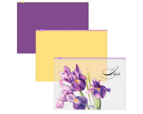 Набор из 3 zip-пакетов пластиковых Soft Iris, B5, полупрозрачный, ассорти