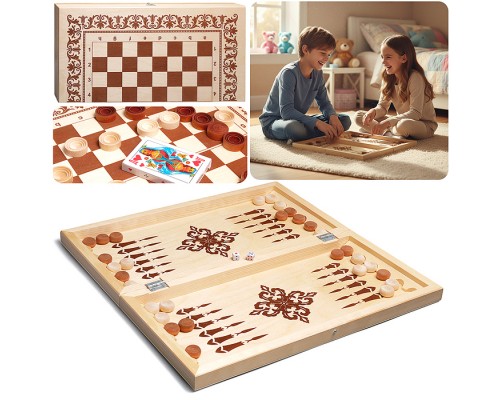 Игра 3 в 1 нарды, шашки, карты 400х200х45