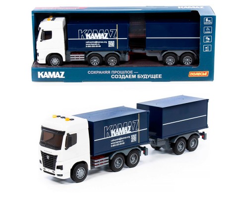 Автомобиль-фургон "Kamaz" с прицепом инерционный (со светом и звуком)