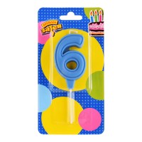 Свеча -цифра "6" Праздник голуб паст 6см