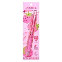Ручка шариковая автоматическая "Aroma Fruit" d=0,7 мм, ультра гладкое письмо, пластиковый корпус с клипом и ароматизированным каучуковым держателем, с ароматом клубники, цвет чернил синий, в блистерной упаковке
