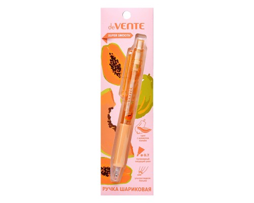 Ручка шариковая автоматическая "Aroma Fruit" d=0,7 мм, ультра гладкое письмо, пластиковый корпус с клипом и ароматизированным каучуковым держателем, с ароматом папайи, цвет чернил синий, в блистерной упаковке