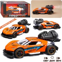 Гоночная машинка свет, звук с имитацией дыма, 1:32, Fast Racers, оранжевая
