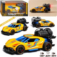 Гоночная машинка свет, звук с имитацией дыма, 1:32, Speed Racing, желтая