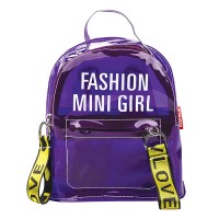 Рюкзак детский "Fashion Mini Girl" 1 отделение на молнии, размер 22х19х11см, материал ПВХ, полупрозрачный фиолетовый, передний карман на молнии, регулируемые лямки  на карабинах