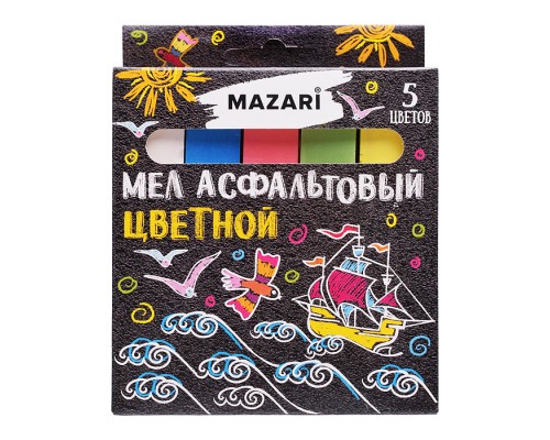 Мел асфальтовый цветной, 5 цветов, коробка картонная c европодвесом