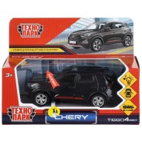 Машина металл Chery tiggo 4 pro, 12 см, свет-звук, двери, капот, багажник, инерц. черный, в коробке