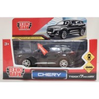 Машина металл Chery tiggo 7 pro max, 12см, свет-звук, двери, капот, багажник, инерц., черный, в коробке