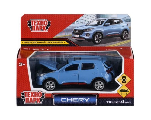 Машина металл Chery tiggo 4 pro, 12 см, двери, капот, багажник, инерц., синий, в коробке