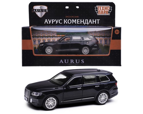 Машина металл Аурус Комендант 12,5 см, (двери, багаж, черный) инерц, в коробке