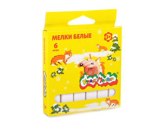 Мелки белые 6шт., европодвес 3+