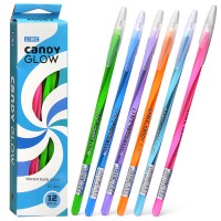 Ручка шариковая Candy Glow синий 0,7 мм ассорти кругл. корп. игольчатый наконечник