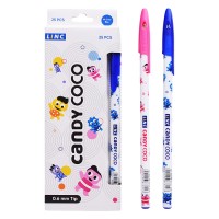 Ручка шариковая Candy coco синий 0,6 мм ассорти кругл. корп. игольчатый наконечник