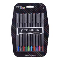 Набор шариковых ручек Pentonic silver ассорти 10 цв. 1 мм 10 шт круглый корпус