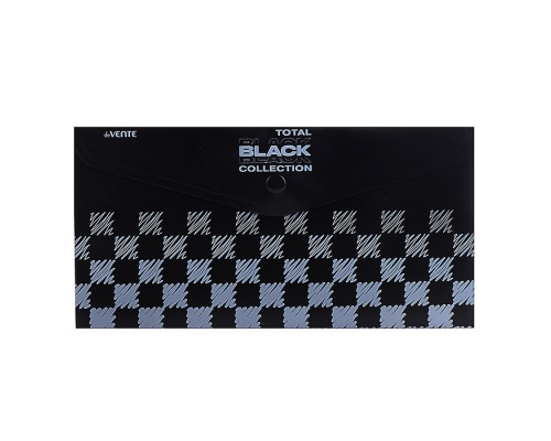 Папка-конверт на кнопке "Total black" Travel-size DL (250x130 мм) 180 мкм непрозрачная черная