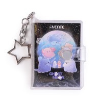 Записная книжка "Ghost Meow" A8 60л. (50 ммx70 мм) белая бумага 80 г/м&sup2; с цветным дизайном, съемная обложка из PVC с блёстками на кнопке и декоративным элементом, в пластиковом пакете