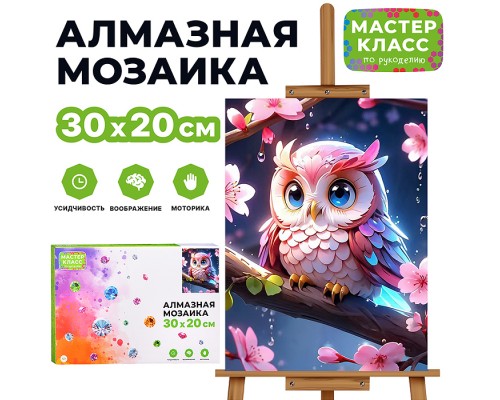 Мозаика алмазная "Совушка на ветке" 20*30см.