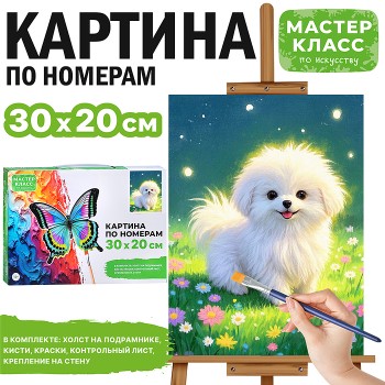 Картина по номерам "Щенок мальтезе" 30*20 см.