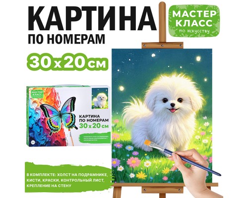 Картина по номерам "Щенок мальтезе" 30*20 см.