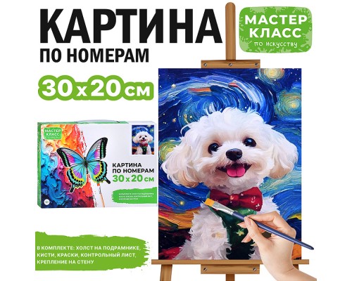 Картина по номерам "Белый пудель" 30*20 см.