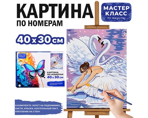 Картина по номерам "Балерина и лебеди" 40*30 см.
