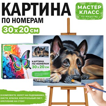 Картина по номерам "Задумчивая овчарка" 30*20 см.