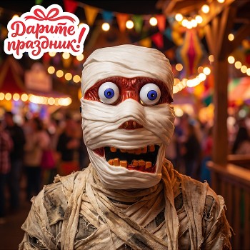 Карнавальная маска "Мумия" с глазами на пружинах