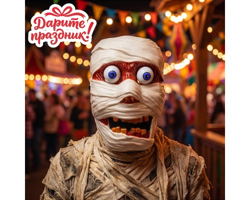 Карнавальная маска "Мумия" с глазами на пружинах