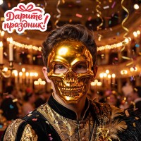 Карнавальная маска "Золотой череп"