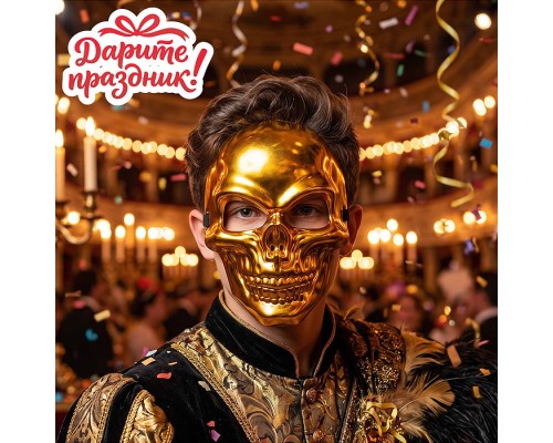 Карнавальная маска "Золотой череп"