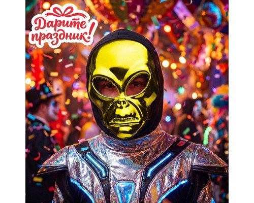 Карнавальная маска "Инопланетянин" в капюшоне