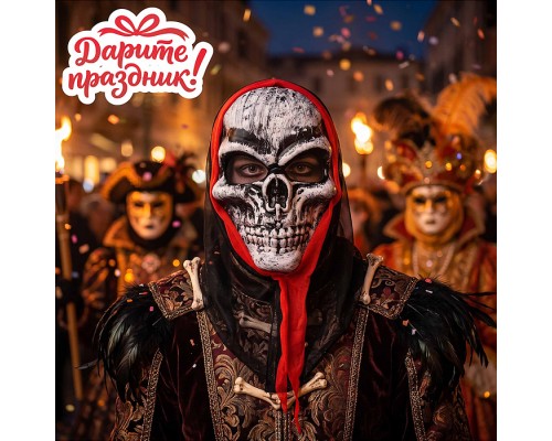 Карнавальная маска "Череп в капюшоне"