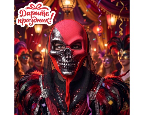 Карнавальная маска "Череп" с эффектом трещин