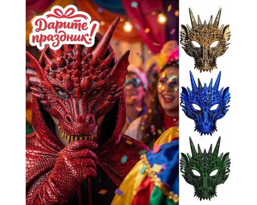 Карнавальная маска "Дракон" цвет микс