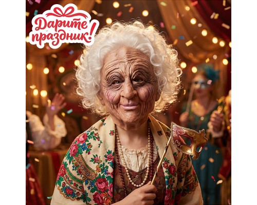 Карнавальная маска "Старушка"
