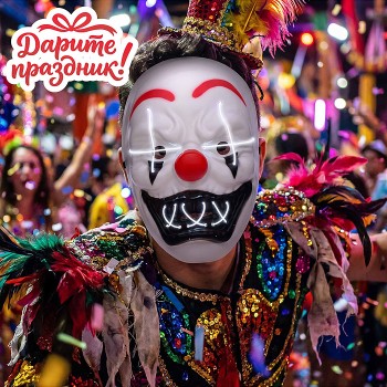 Карнавальная маска "Неоновый маньяк" светящаяся