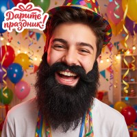 Карнавальный набор "Борода и усы" цвет черный