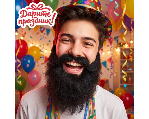 Карнавальный набор "Борода и усы" цвет черный
