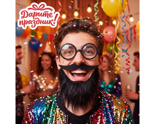 Карнавальный набор "Усы и борода" цвет черный