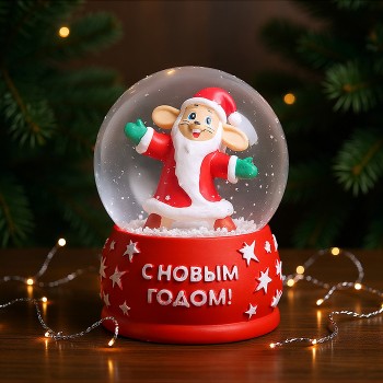 Новогодний cнежный шар "Заяц в шубе" d=6,5 см