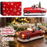 Новогодняя декоративная композиция "Автомобиль Санты" 25x11x15.5см