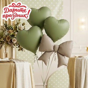 Интерьерное украшение Набор шаров "Бантик и сердечки"