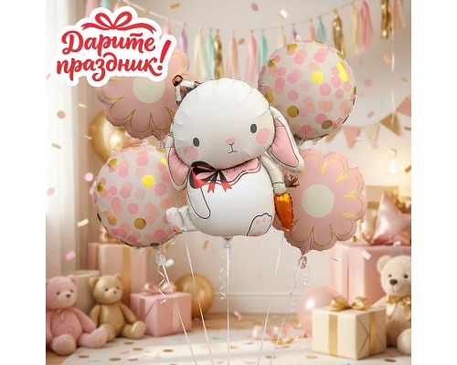 Интерьерное украшение Набор шаров "Зайка с цветами"