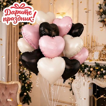 Интерьерное украшение Набор шаров "Разноцветные сердечки"