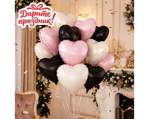 Интерьерное украшение Набор шаров "Разноцветные сердечки"