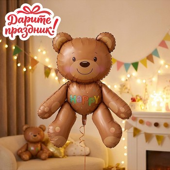 Интерьерное украшение Фигура-шар "Медвежонок" цвет коричневый