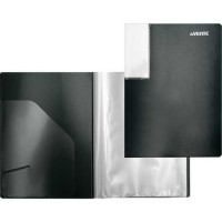 Папка с 40 вкладышами A5 "Uno Black" A5 (170x230x25 мм) 500 мкм, фактура "песок" прозрачный внутренний карман 160 мкм, вкладыши 30 мкм, индивидуальная упаковка, черная