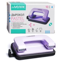 Дырокол "Pastel" (10 листов) металлический, с линейкой, в картонной коробке, сиреневый