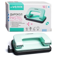 Дырокол "Pastel" (10 листов) металлический, с линейкой, в картонной коробке, мятный