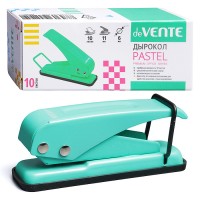 Дырокол "Pastel" (10 листов) на 1 отверстие, металлический, в картонной коробке, мятный
